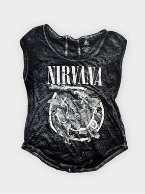 Rock & Republic Nirvana Burnout Tank Black Grunge Y2K Size S
